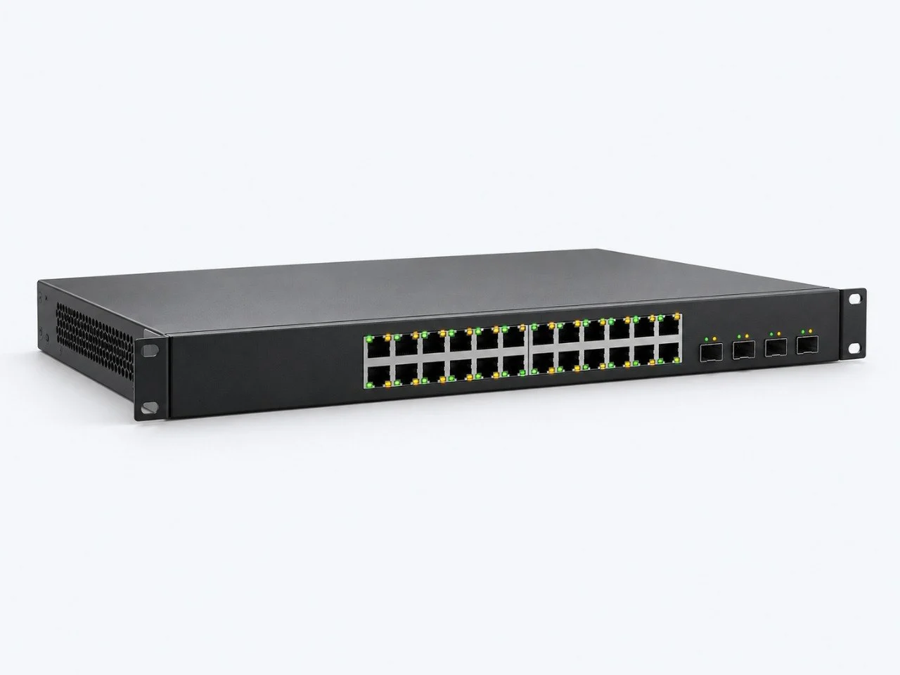 سوییچ شبکه رکمونت 24 پورت با چهار پورت SFP
